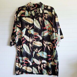Harley Davidson Shirt Mens XL Black Hawaiian Print Button Up Tori Richard USA